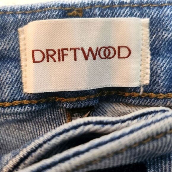 DRIFTWOOD Gizelle High Waisted Acid Light Wash Flower Embroidery Jeans - Picture 7 of 10